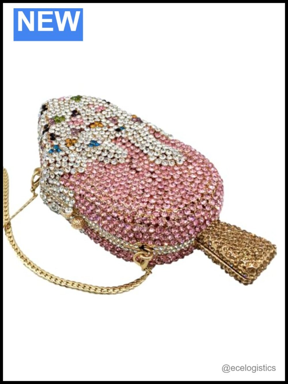 Novelty Mini Popsicle Crystal Clutch Bag, Rhinestone Evening Handbags, Bridal